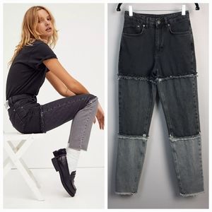 The Ragged Priest Black and Gray Colorblock High Waisted Mom Jeans size 26